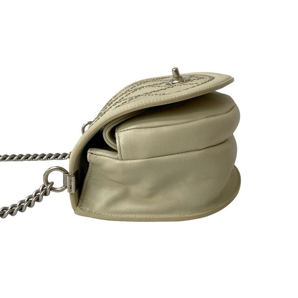 CHANEL Coco Mark Punched Stitched Leather Chain Shoulder Bag, Ivory, 25056 - Picture 5 of 10
